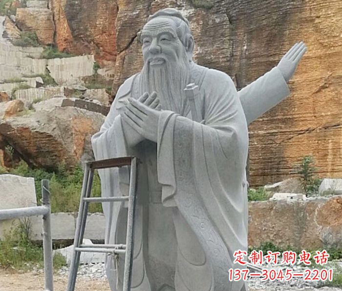 南阳校园人物大理石孔子石雕