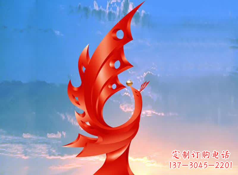 南阳学校不锈钢奋进凤凰标志雕塑