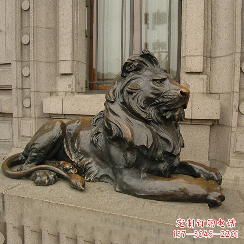 南阳银行大门铜雕港币狮子看门动物雕塑