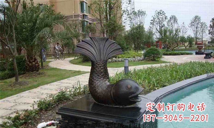 南阳鱼式喷泉小区景观铜雕