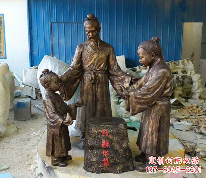 南阳寓言故事孔融让梨人物铜雕