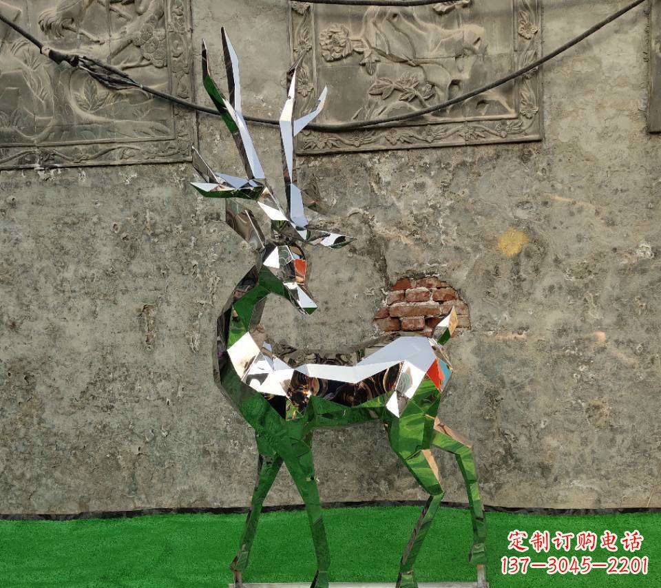 南阳园林不锈钢抽象小鹿雕塑