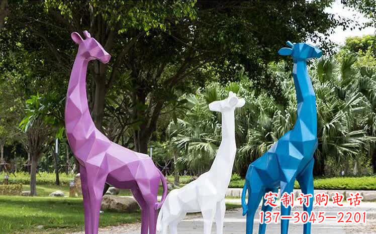 南阳园林不锈钢动物长颈鹿雕塑
