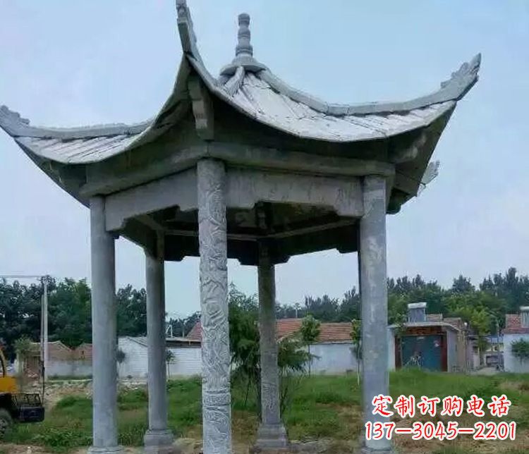 南阳园林仿古六角凉亭景观石雕