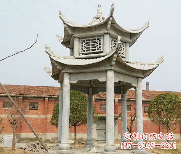 南阳园林仿古双层石雕凉亭 (2)
