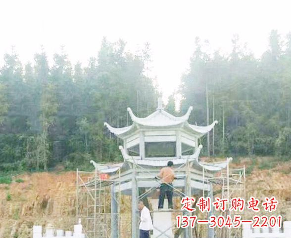 南阳园林仿古双层石凉亭景观石雕 (2)