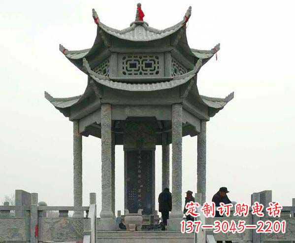 南阳园林仿古双层石凉亭景观石雕