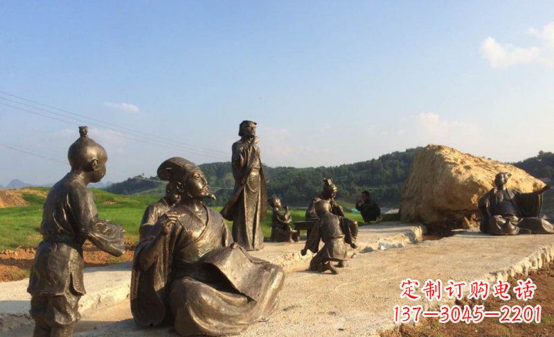 南阳园林古代人物和玩耍的小孩小品铜雕