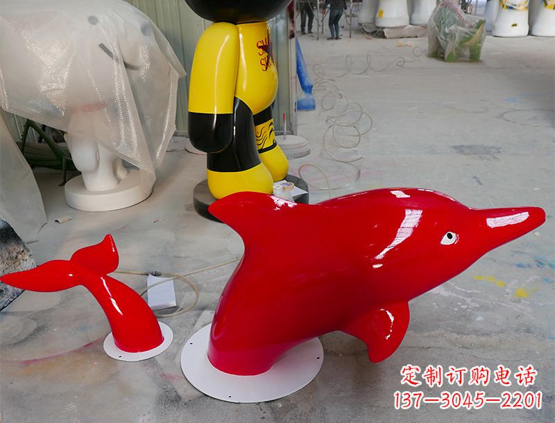南阳园林广场创意海豚入水出水雕塑摆件