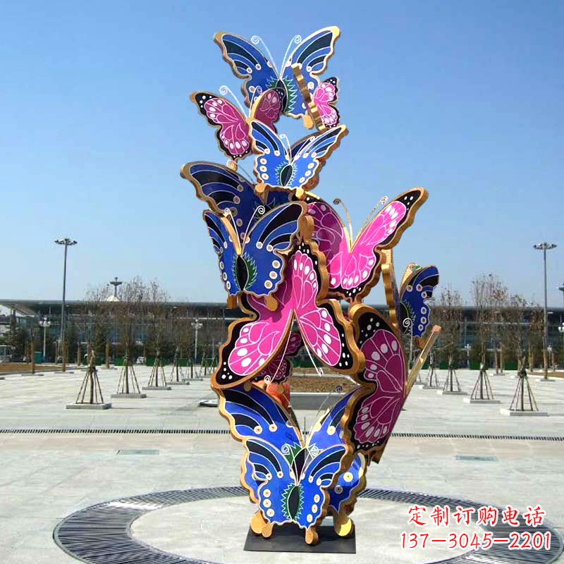 南阳园林广场蝴蝶不锈钢动物景观雕塑