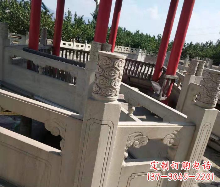 南阳园林景观大理石桥栏板石雕 (3)