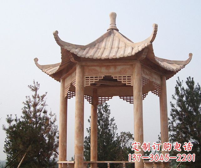 南阳园林景观单层石雕凉亭 (3)