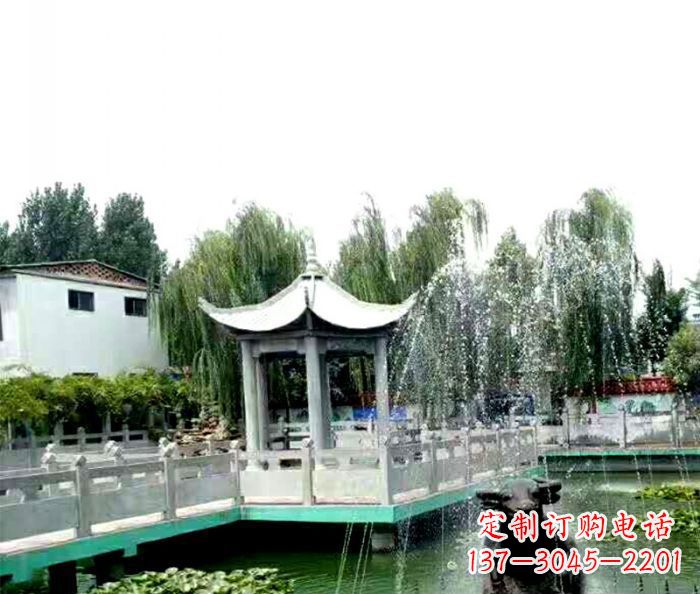 南阳园林景观单层六角石雕凉亭