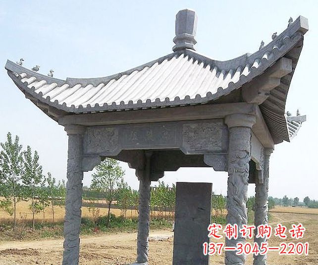 南阳园林景观单层石雕凉亭 (4)
