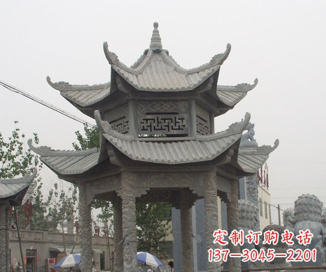 南阳园林景观仿古石雕凉亭 (2)