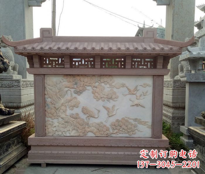 南阳园林景观松鹤石浮雕影壁