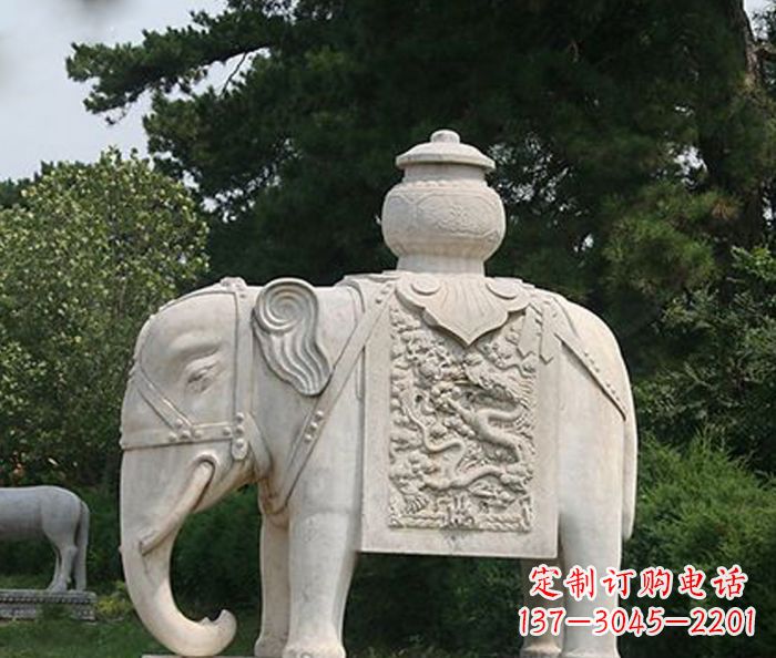 南阳园林景观驮宝大象石雕