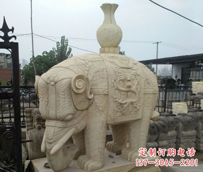 南阳园林景观驮瓶大象石雕