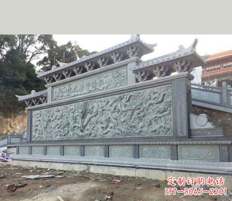 南阳园林九龙壁景观石雕 (2)