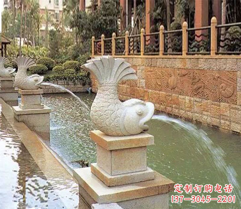 南阳园林鲤鱼喷泉景观石雕