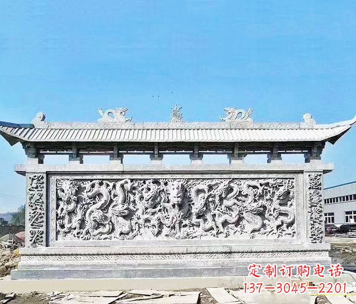 南阳园林龙浮雕影壁墙景观石雕