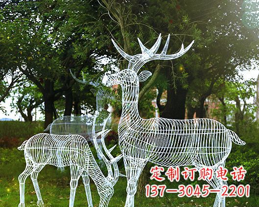 南阳园林镂空梅花鹿不锈钢景观雕塑
