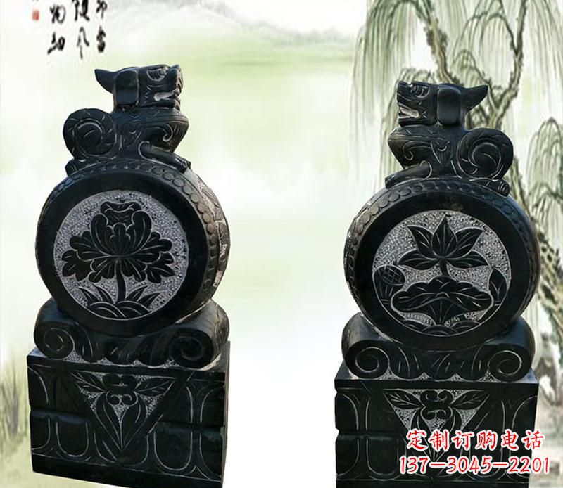 南阳园林貔貅门墩石雕