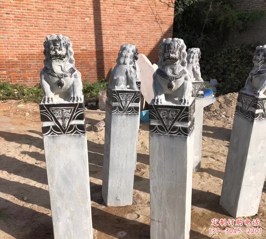 南阳园林石雕狮子拴马桩
