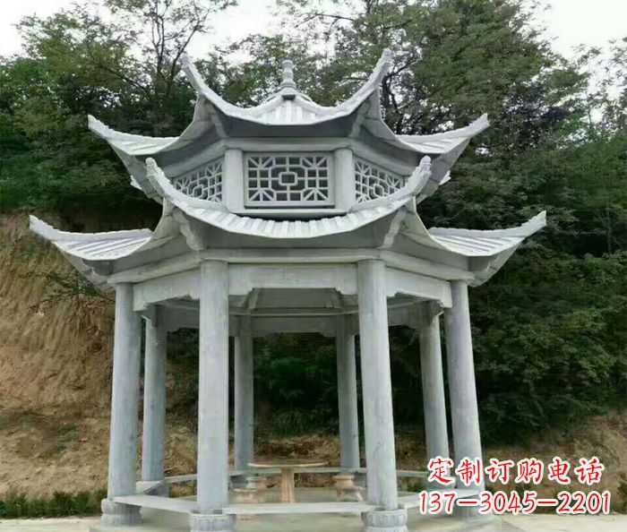南阳园林双层凉亭石雕 (2)