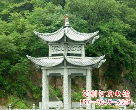 南阳园林双层六角石凉亭景观石雕