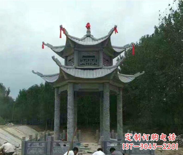 南阳园林双层凉亭石雕 (3)