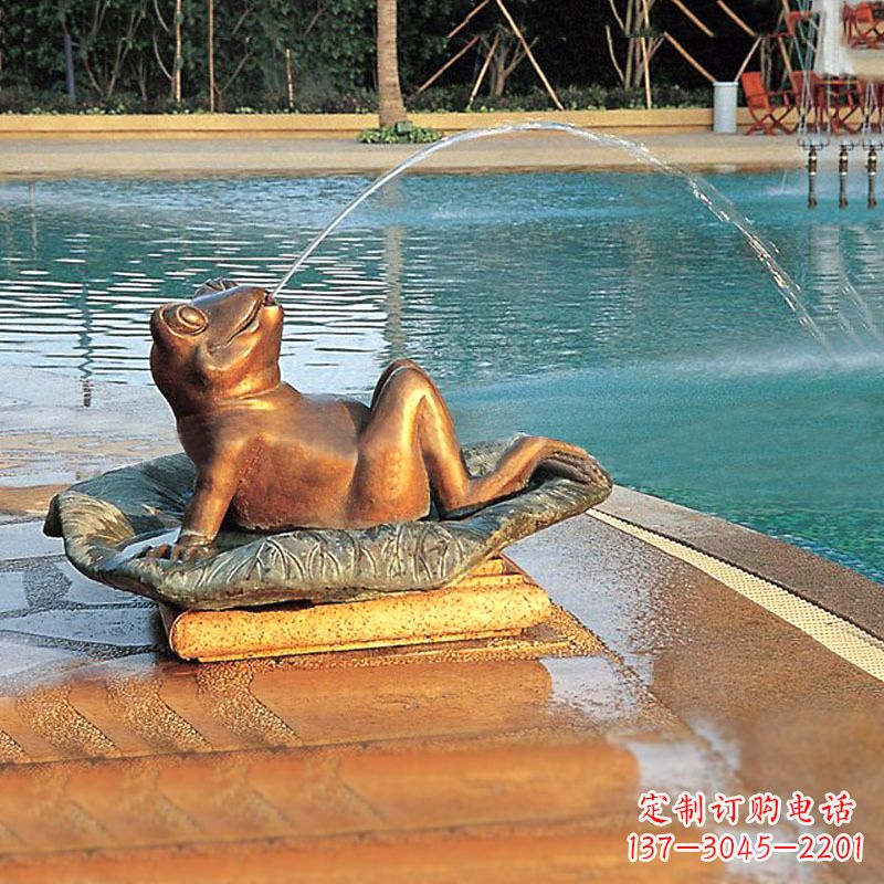 南阳园林水景池塘游泳馆喷水青蛙铜雕塑