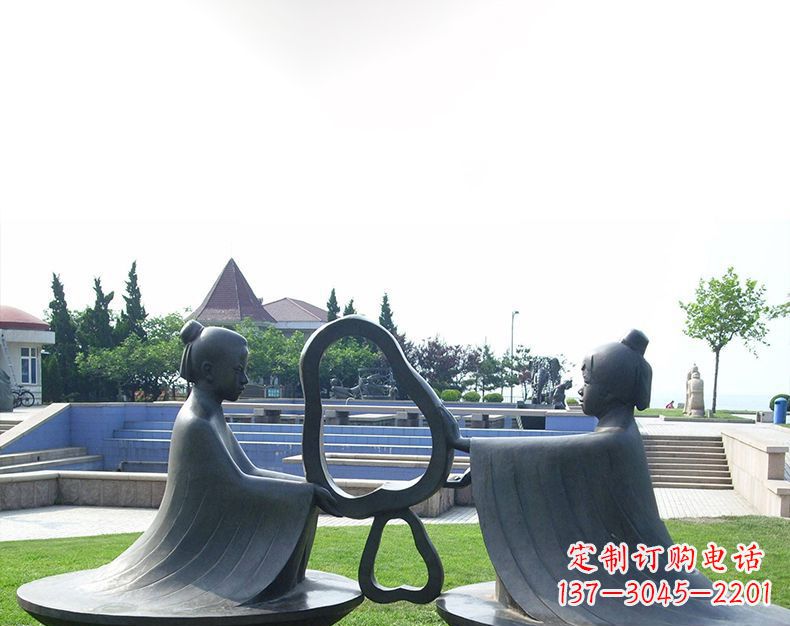 南阳园林铸铜孔融让梨雕塑