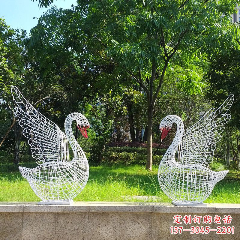 南阳展翅天鹅网格雕塑-上色款