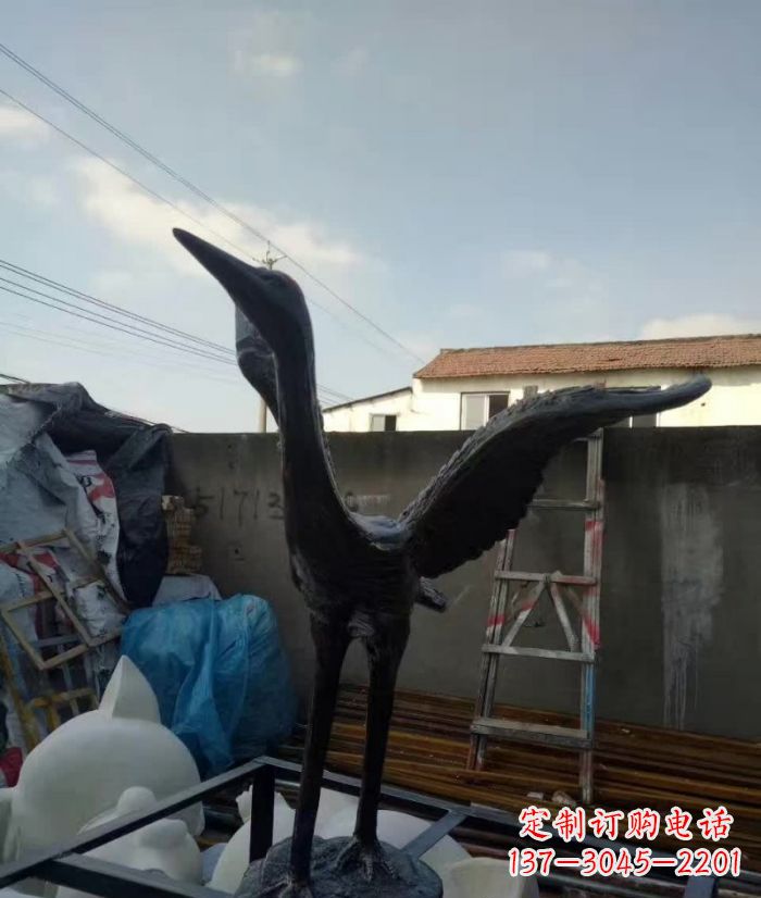 南阳展翅仙鹤铜雕 (2)