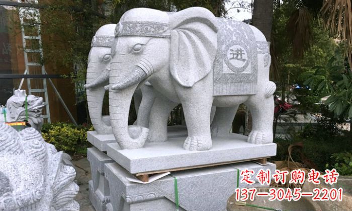 南阳招财进宝大理石门口大象雕塑
