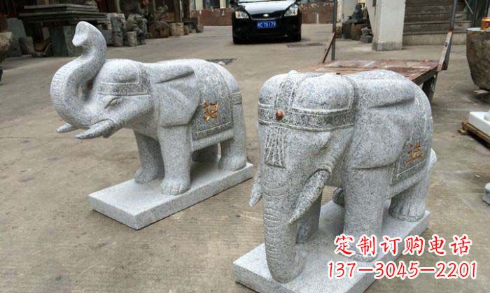 南阳招财进宝芝麻灰大象石雕 (2)