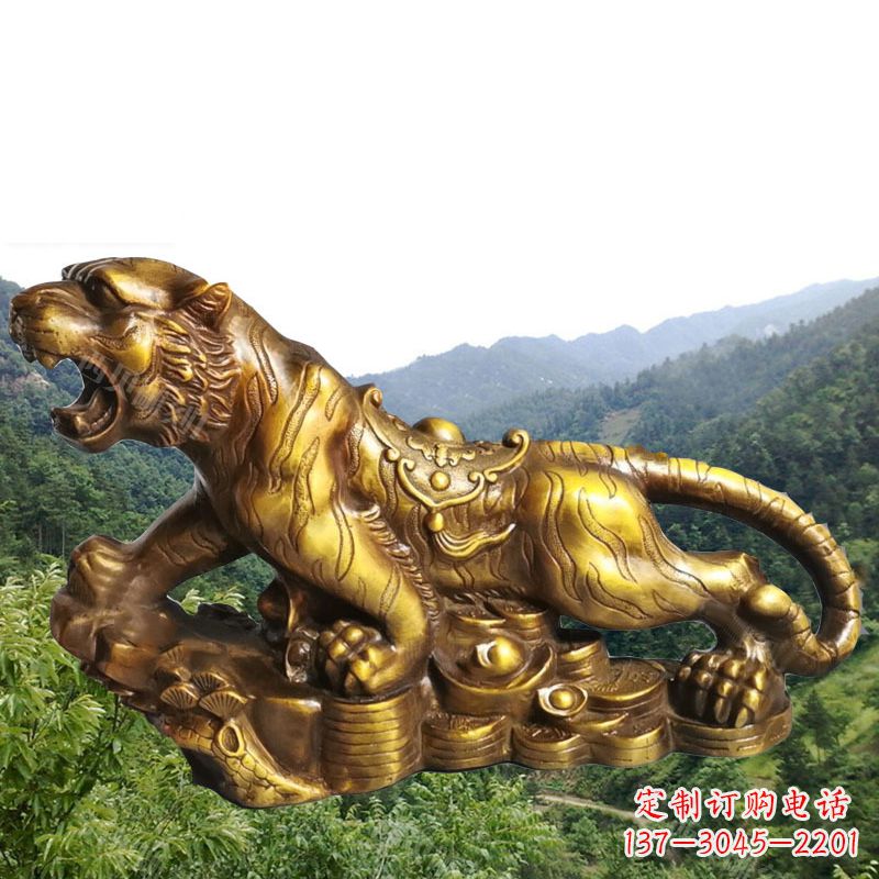 南阳招财老虎漆金12生肖动物雕塑