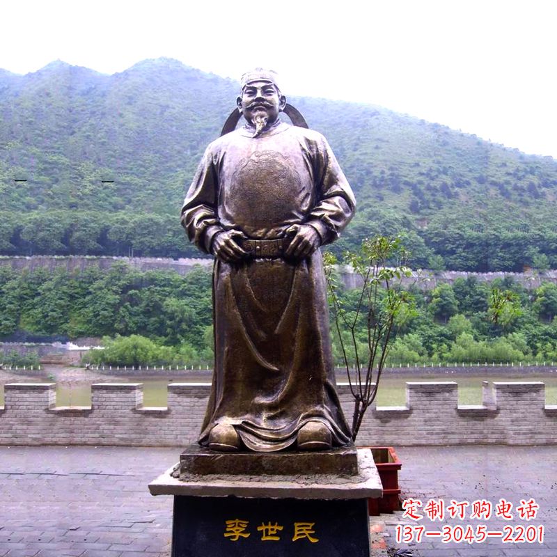 南阳中国历史名人唐初著名帝王李世民铸铜雕像