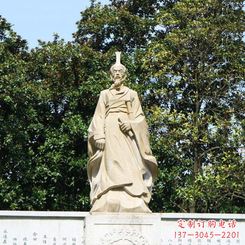 南阳中国名人战国时期楚国诗人屈原砂岩石雕像