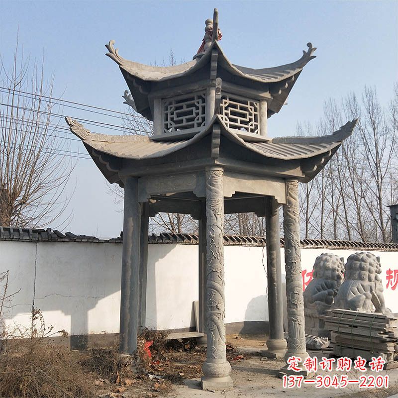 南阳中式双层石雕凉亭