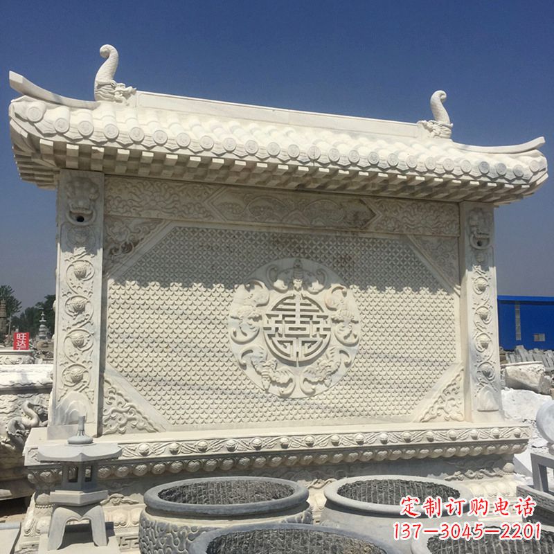 南阳中式庭院影壁石雕-中国古建大门萧墙