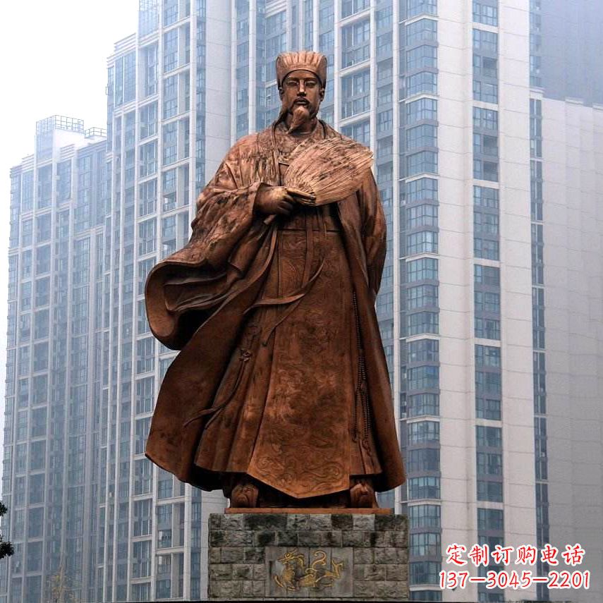 南阳诸葛亮城市景观铜雕像-中国古代著名人物三国谋士卧龙先生雕塑