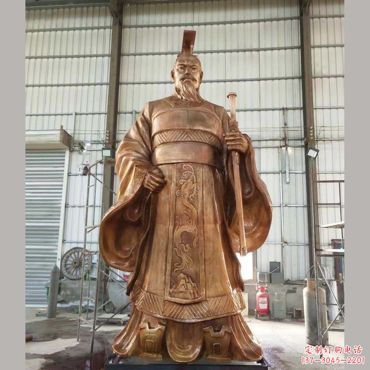 南阳铸铜汉武帝雕塑