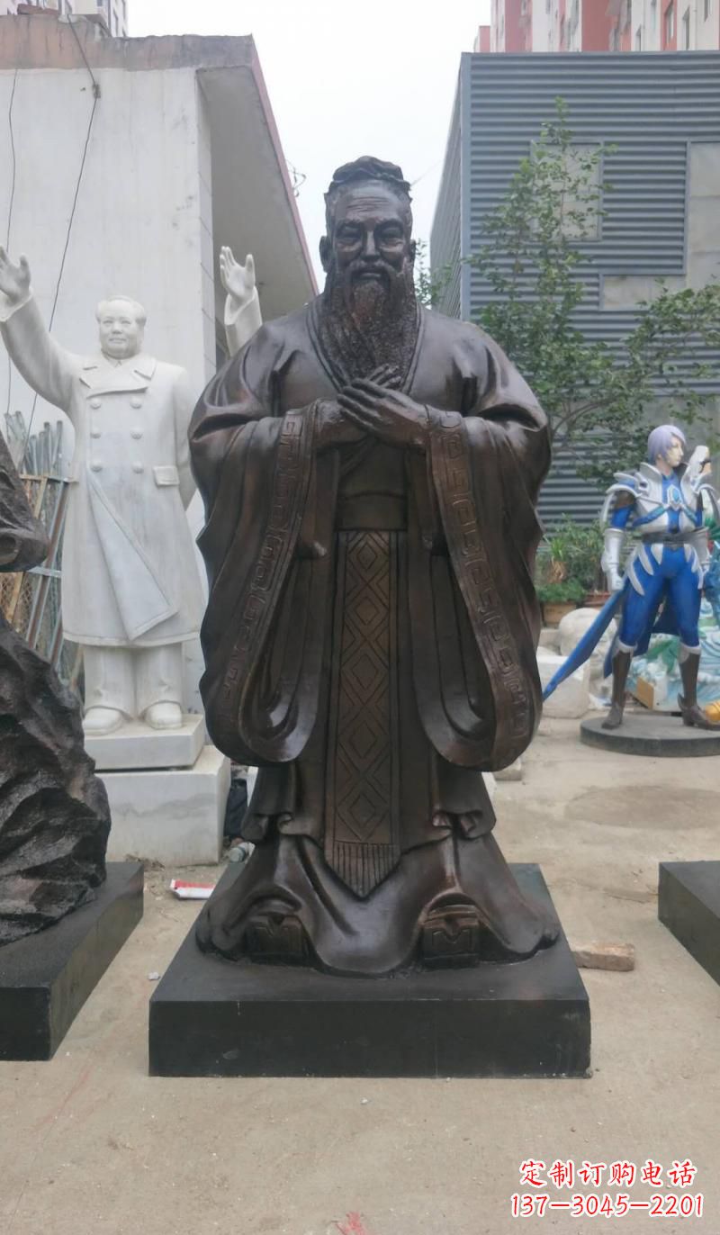 南阳铸铜孔子雕塑