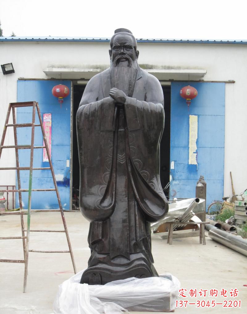 南阳铸铜孔子摆件