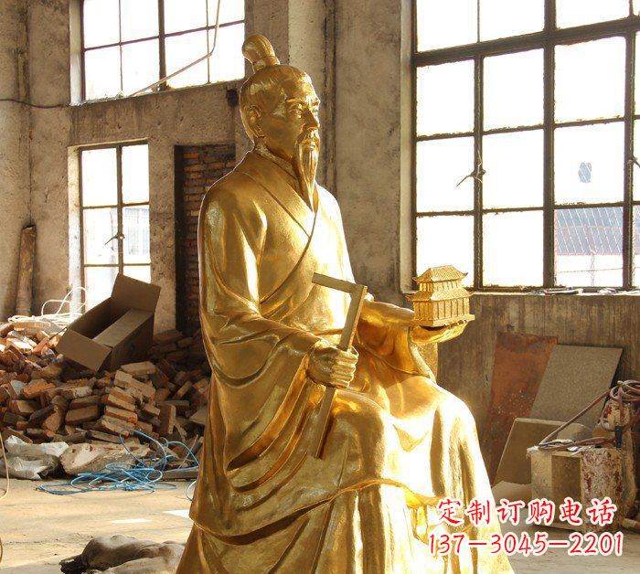 南阳铸铜鲁班古代人物铜雕