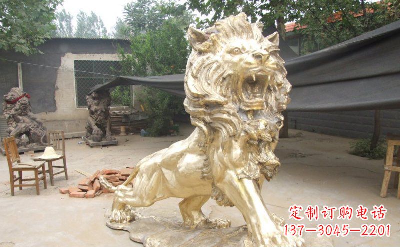南阳铸铜狮子铜雕 (3)