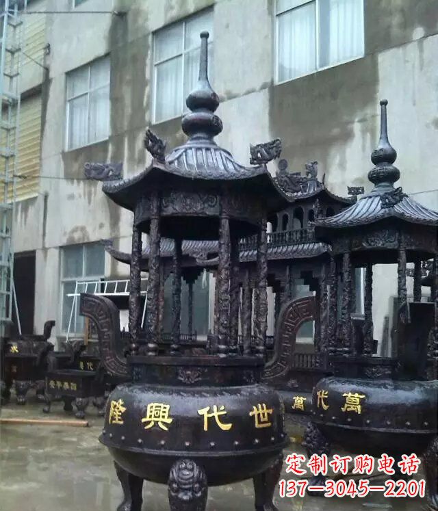 南阳铸铜寺庙香炉铜雕 (3)