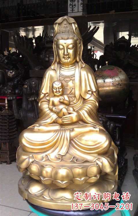 南阳铸铜送子观音雕塑